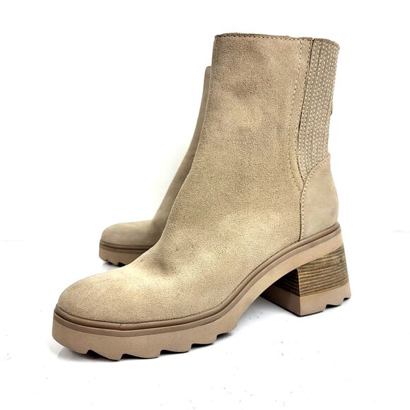 Dolce Vita Women Martey waterproof Boots Booties Chunky Block Heel Suede Zip 6.5 - Picture 1 of 15